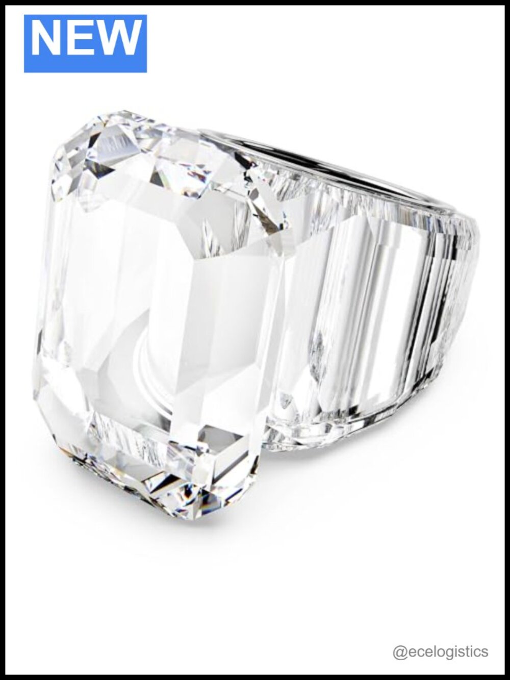 Lucent Octagon Cocktail Ring, Crystal, Statement Ring